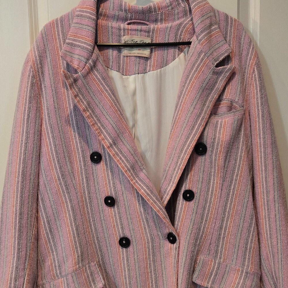 We The Free Kai Blazer Striped Double Breasted Pink Oversized Women's XL